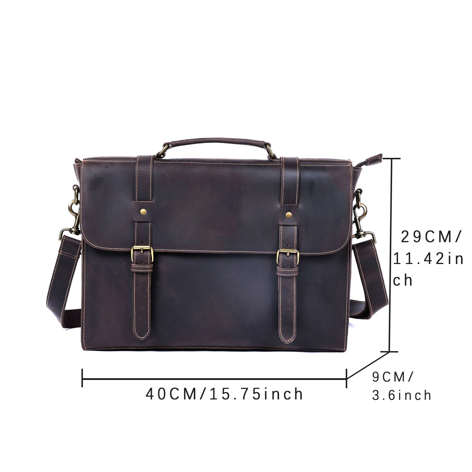 S.WORKER Vollnarbenleder 15" Laptop-Aktentasche Echtleder Herren Büro-Handtasche Messenger-Tasche Business-Bürotasche – Detail 3