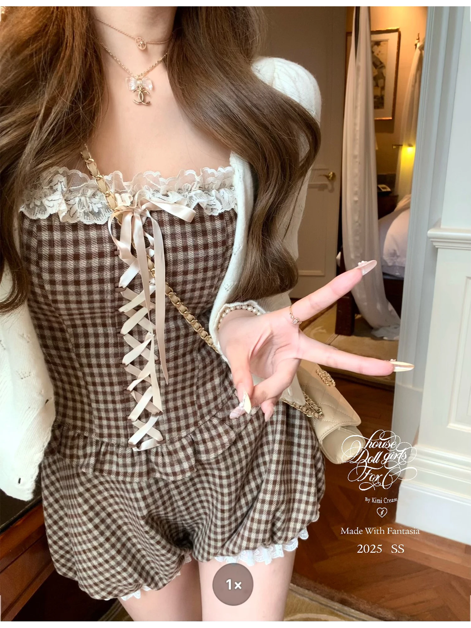 

Женская верхняя одежда Kimicoy Tatali: уникальный винтажный топ в клетку с эластичными бретелями, из смесового полиэстера, повседневный крой, летний тренд