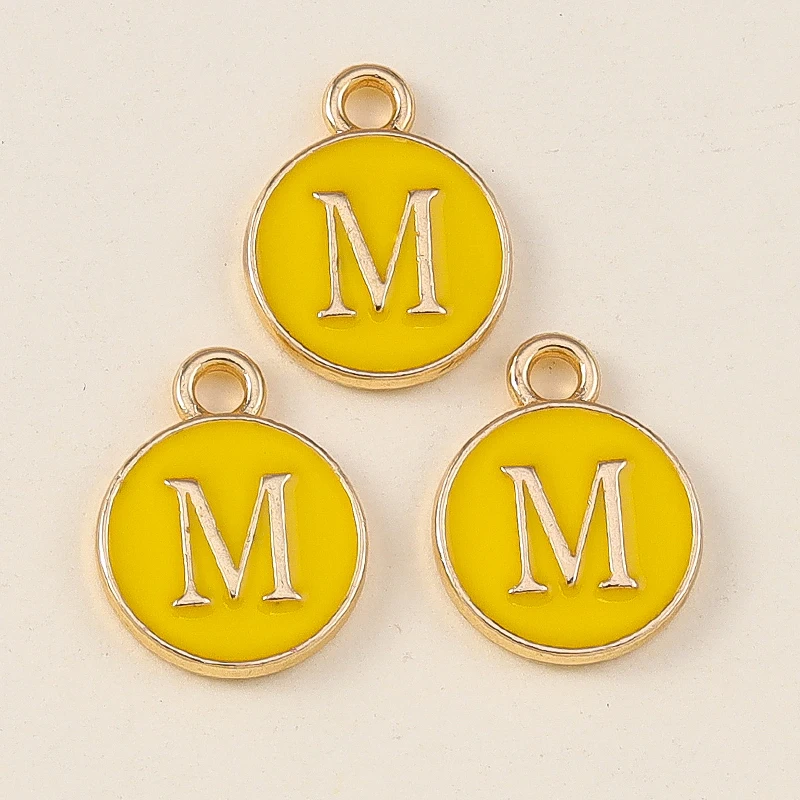 20 Stück 11x14mm Niedliche Gelbe Emaille-Alphabet-Anhänger mit 26 Buchstaben A-Z für Schmuckherstellung, DIY-Halsketten, Ohrringe und Accessoires ﻿ – Detail 15