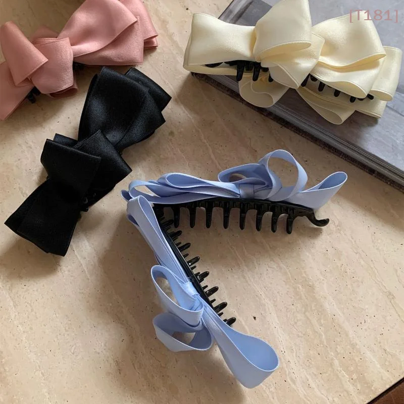 

Ретро-заколка-банан с атласным бантом для высокого хвоста, вертикальная заколка-краб для волос, элитные аксессуары для волос для женщин