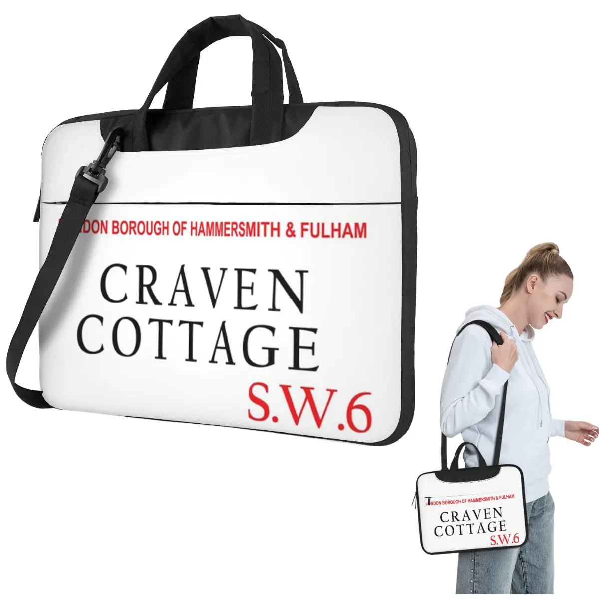 

Craven Cottage Fulham Sw6 Lightweight Hoodie Crossbody Laptop Bag Case Computer Bag 13 14 15.6 Inch Notebook Pouch for Lenovo