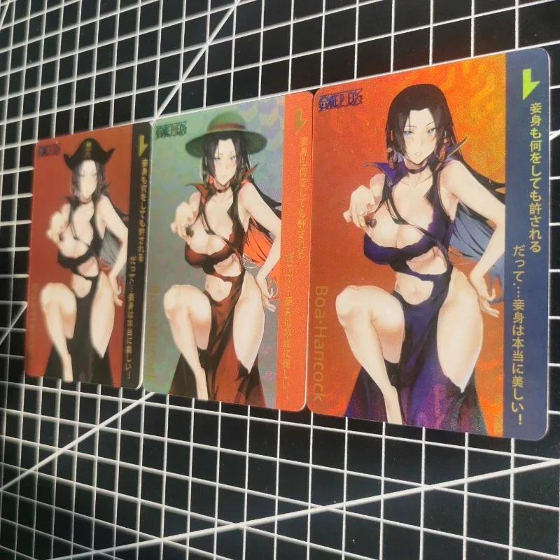 3 buah/set kartu gadis Anime seksi satu bagian Amazon Lily Kuja Pirates Boa Hancock permainan koleksi kartu hadiah Natal mainan