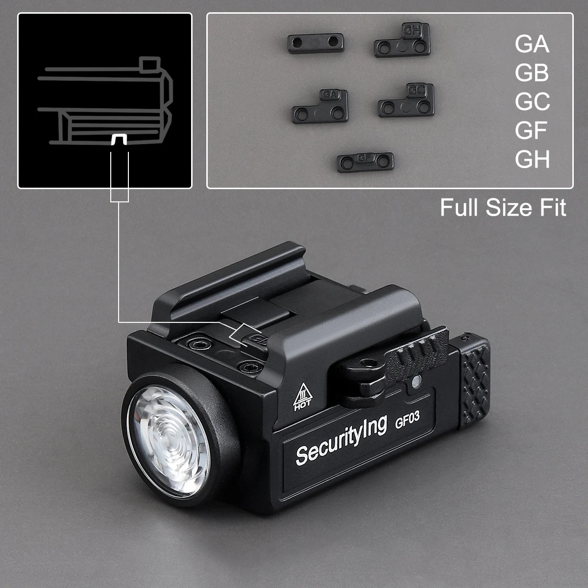 GF03 800 Lumens Tactical Mini Flashlight USB Rechargeable with 2 Modes Light for GM23 MIL-STD-1913 Rails Hunting Torch Lighting