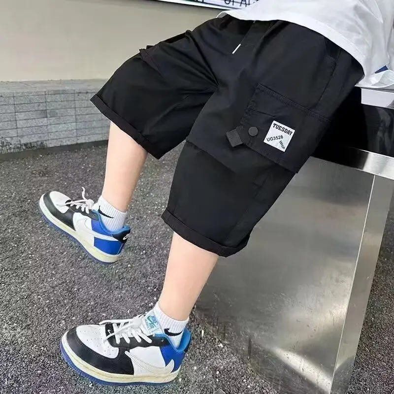 Summer Boys\' Cotton Shorts Daily Casual Orange Sports Short Pants High Street Fashion Children\'s Clothes Boys Pants New 2024