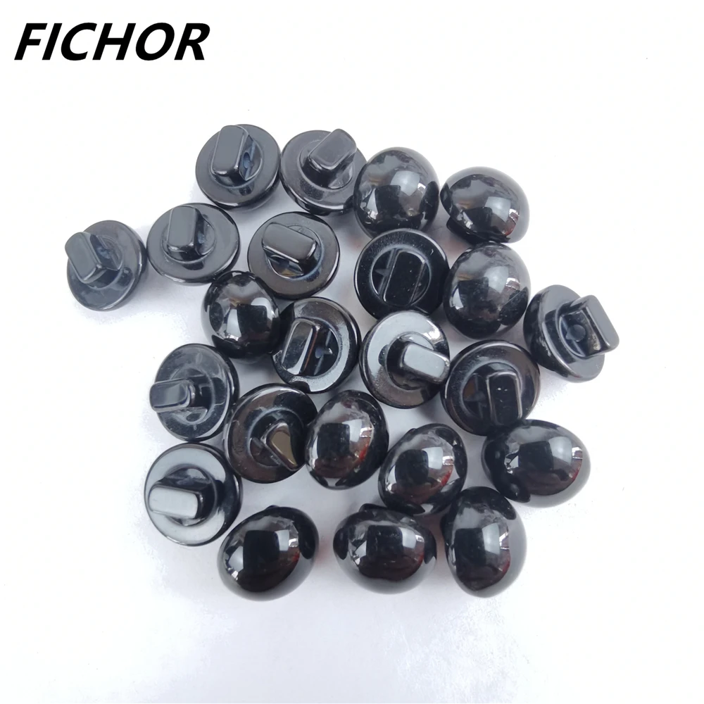 30/50pcs 11.5mm Black Resin Buttons Round Mushroom Domed Sewing Shank Black DIY Animal Eyes Toy Diy Decorative Buttons for Kids