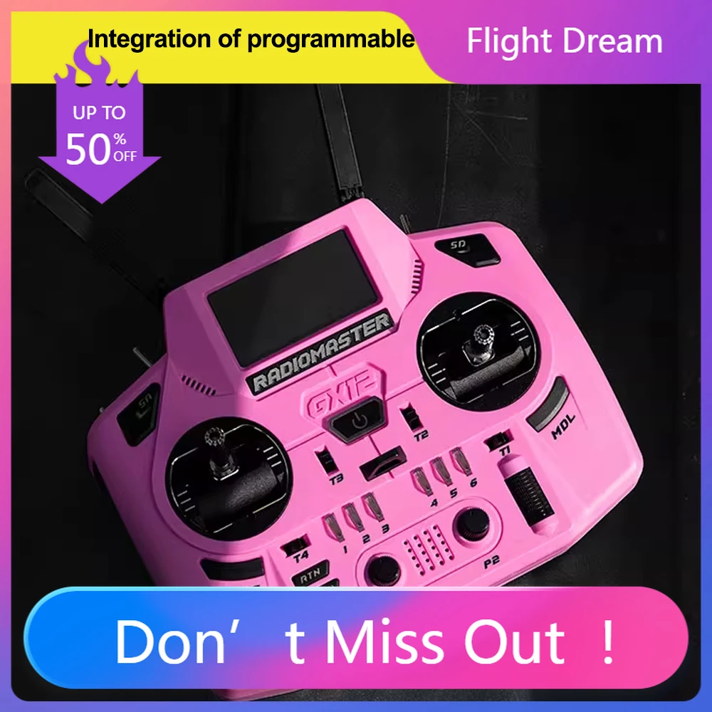 NYRadioMaster GX12 Crush Remote Controller GX01 CNC 3D Hall Joystick ExpressLRS Protocol Dual 2.4g Dual Channel Dual