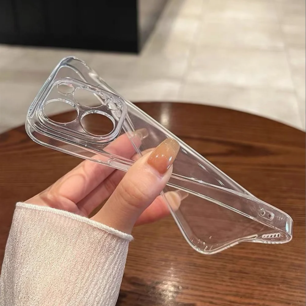 تعزيز التكلفة الفاخرة شفافة سيليكون لينة القضية آيفون 16 15 14 13 12 برو ماكس زائد البسيطة رقيقة واضحة الغطاء الخلفي قذيفة بولي يوريثان