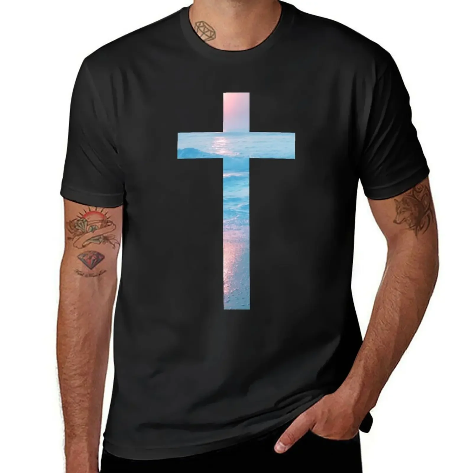 Christian Cross T-Shirt aesthetic clothes customs plus size tops shirts men graphic