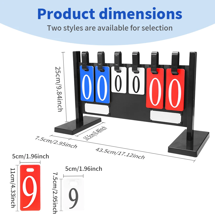 1pc 6 자리 수직 이동식 플립 스코어 보드 축구 농구 코트 스코어 보드 게임 기록