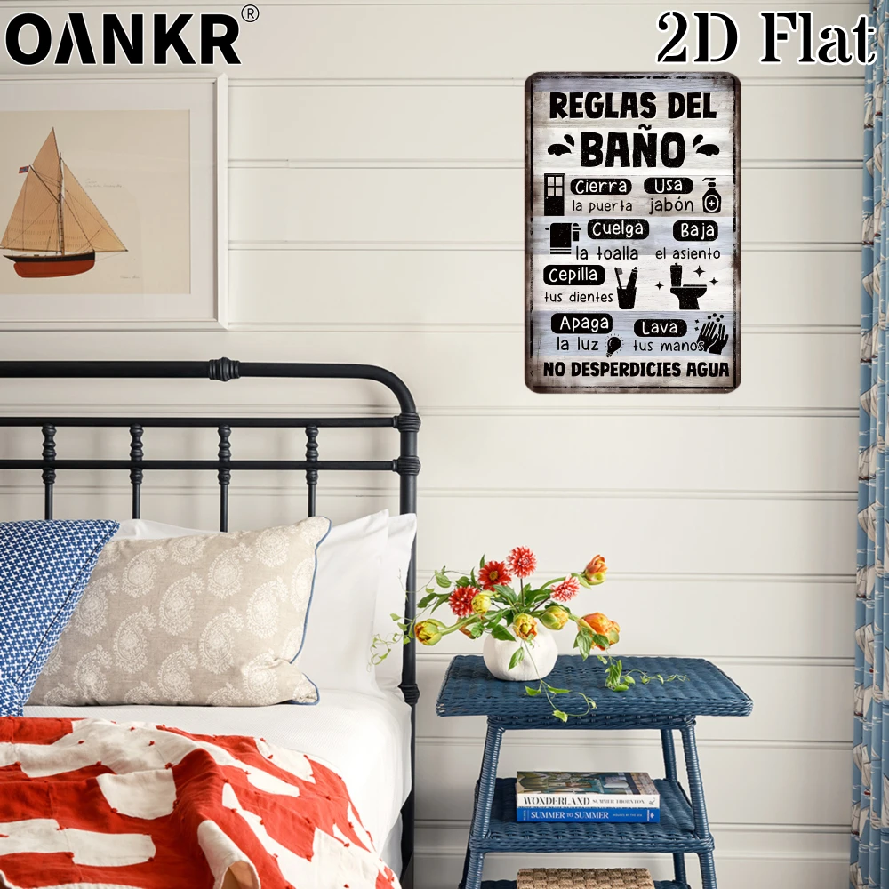 Vintage Bathroom Decor Tin Sign, Bathroom Rules Metal Poster Metal Signs for Toilet Home Wall Art Decor Plaque Accessories
