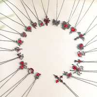 2Pcs Gothic Punk Love Cross Butterfly Necklace Earrings Set Cosplay Accessories Halloween Gift For Women'S Jewelry Set