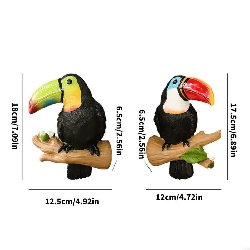 

54HD Colorful Resin Parrot Figurines 2 Pack Colorful Bird Statues for Garden and Indoor Sculpture Decors