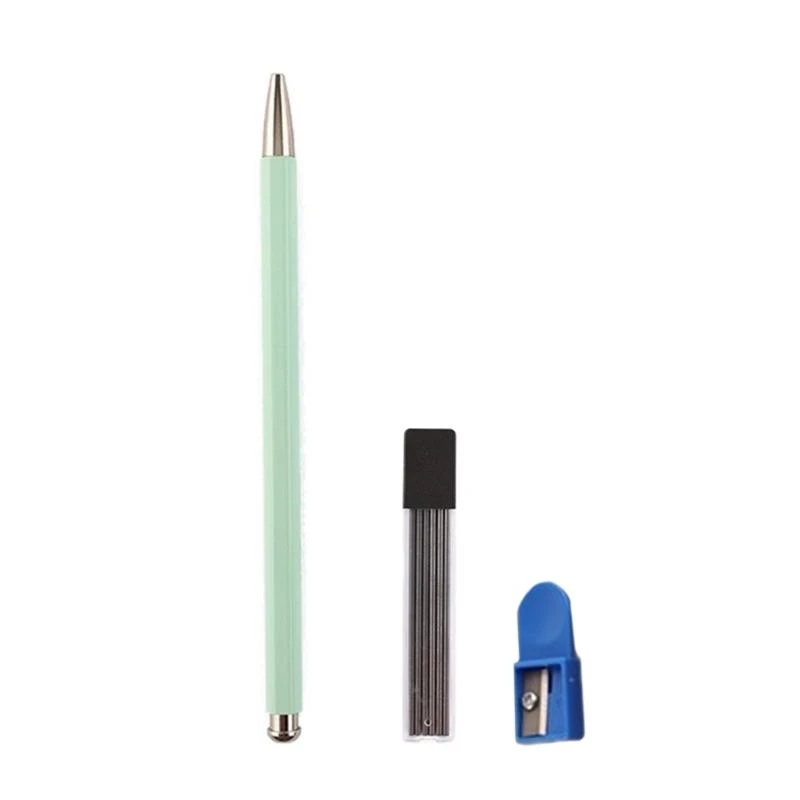 Inkless Pen with Sharpener and Refills, Metal Mechanical Pencil Automatic Drafting Pen Sketch Pen for Student Kid Adult K92C