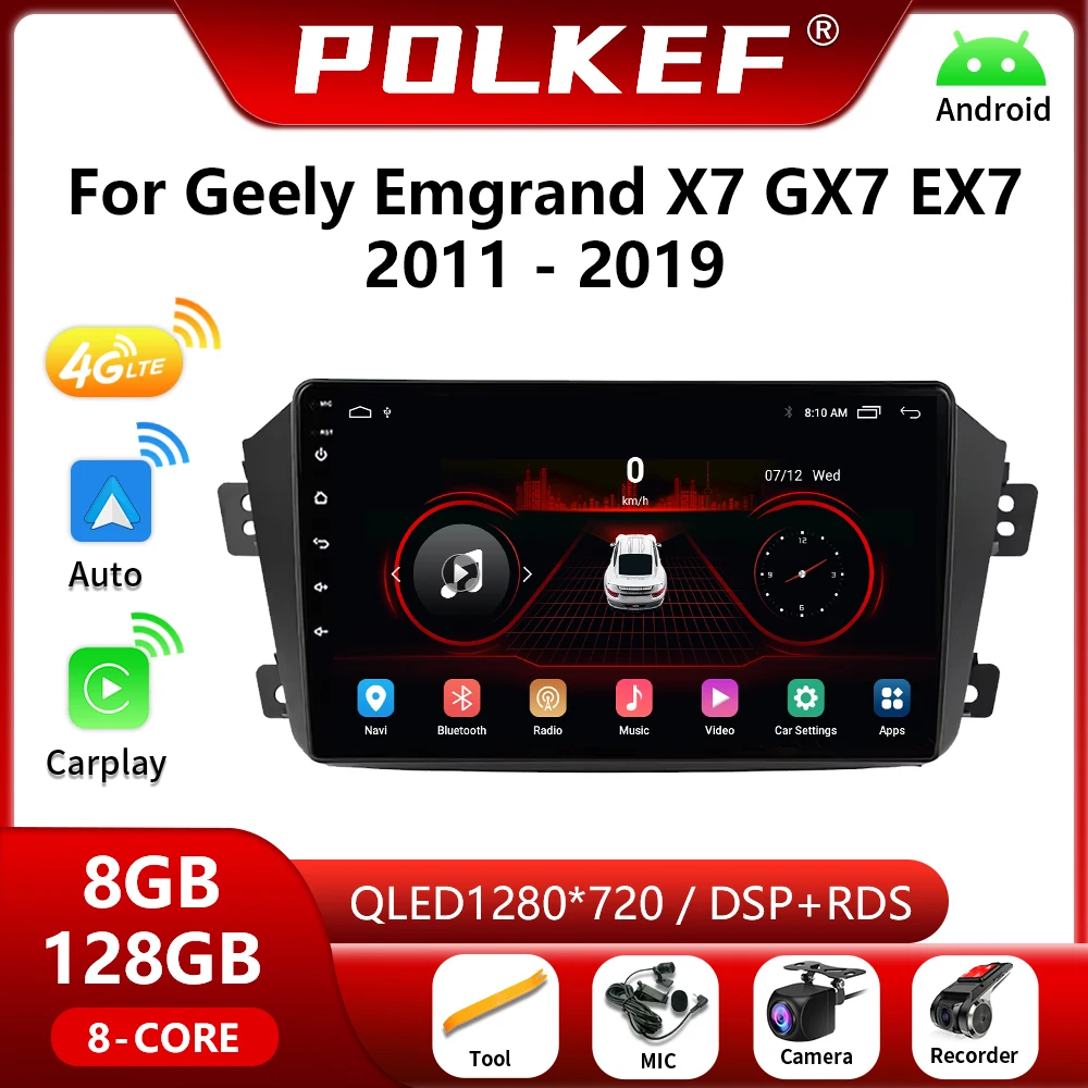 

Автомобильный мультимедийный видеоплеер для Geely Emgrand X7 GX7 EX7 2011-2019 Android 13 4G Carplay навигация GPS 2 din стерео головное устройство