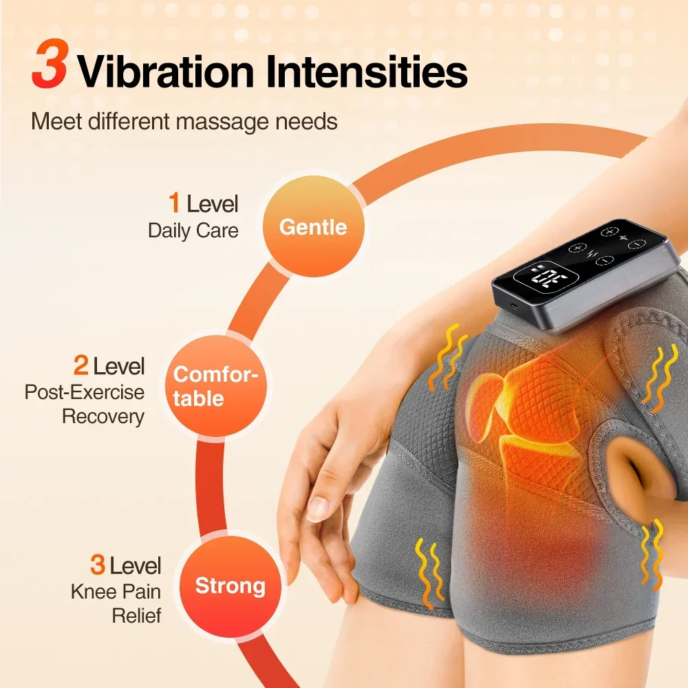 Knee Support Brace Knee Protection Health Care Electric Knee Massager 3 Vibrations 5 Levels Hot Compress Shoulder Elbow Massage