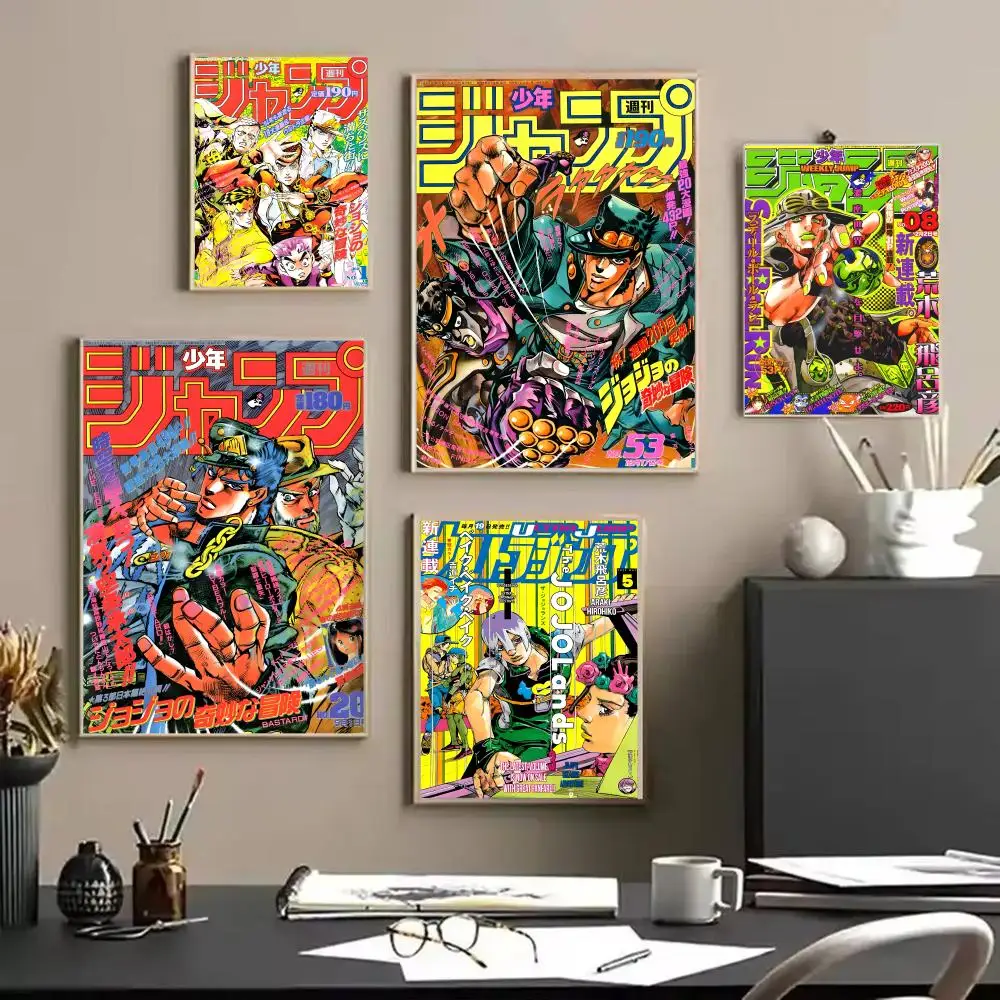 J-JoJo Bizarre Adventure Poster Stickers HD Waterproof Painting Wall Art for Bedroom Living Room Home Decor Decoration Gift