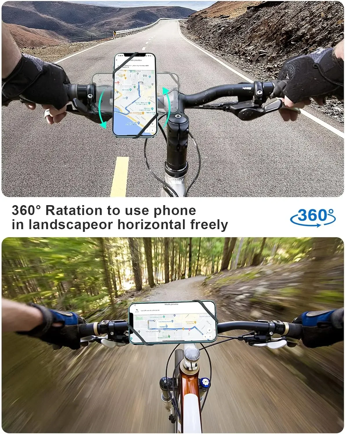 EWA 磁気自転車電話ホルダー回転オートバイハンドルバーホルダー、自転車スクーター電話クリップ iPhone 16 Pro Max、15 14 13用