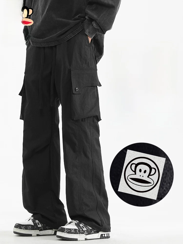 

Свободные мужские рабочие брюки Paul Frank Monkey American Style, весенний дизайн, широкие повседневные брюки с множеством карманов, прямой крой