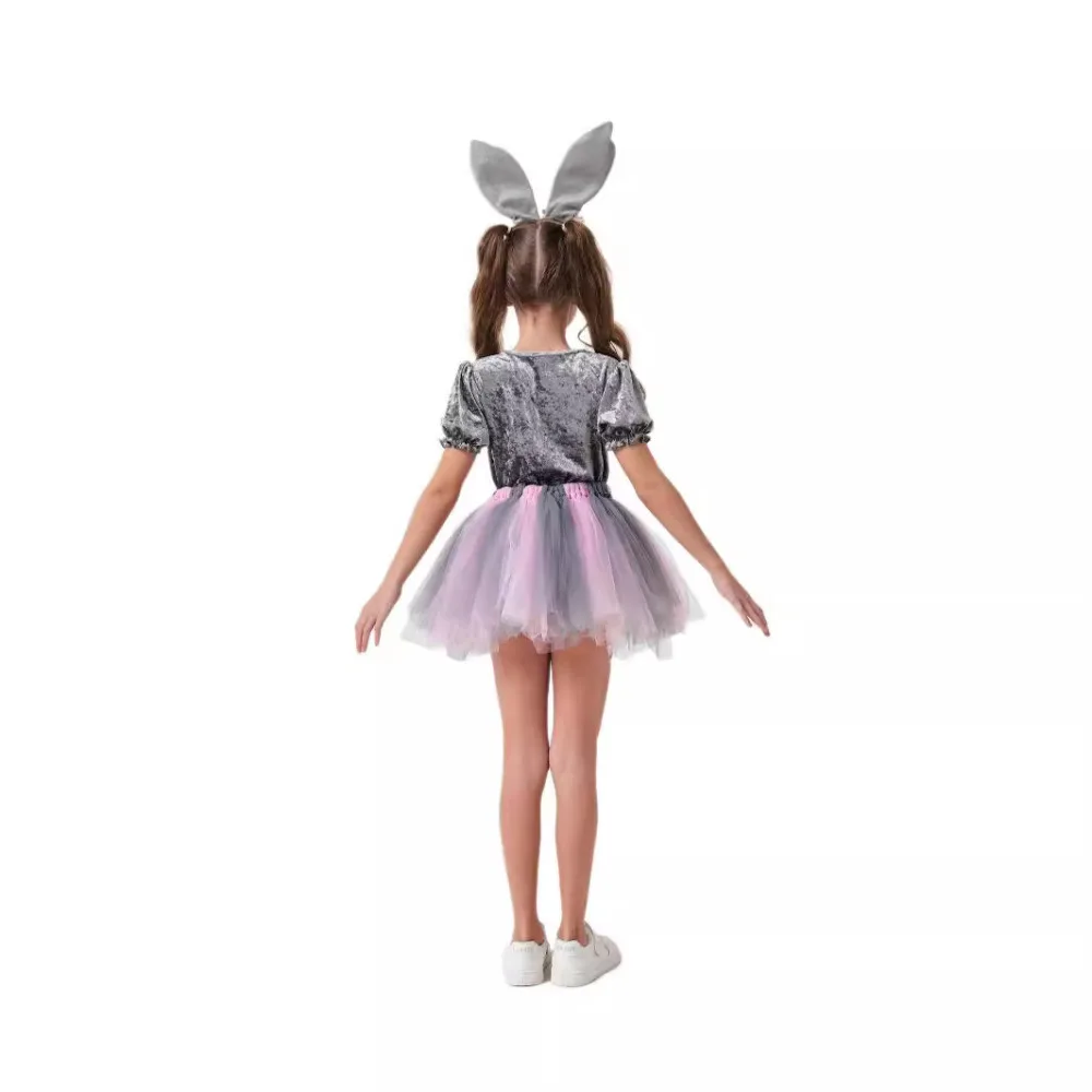 Grey Rabbit Cosplay Costumes Full Sets Tops Skirt Uniforms Suits for Girls Kids Outfit Halloween Carnival Party Clothes Roleplay