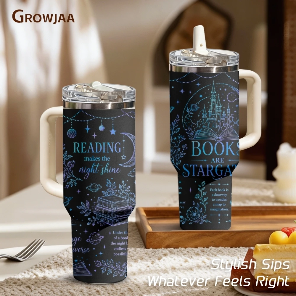 Reading Dreamy Celestial Book Vacuum Flasks 40oz 3rd Gen Vacuum Insulated Stainless Steel Tumbler Cup With Handle Straw Lid