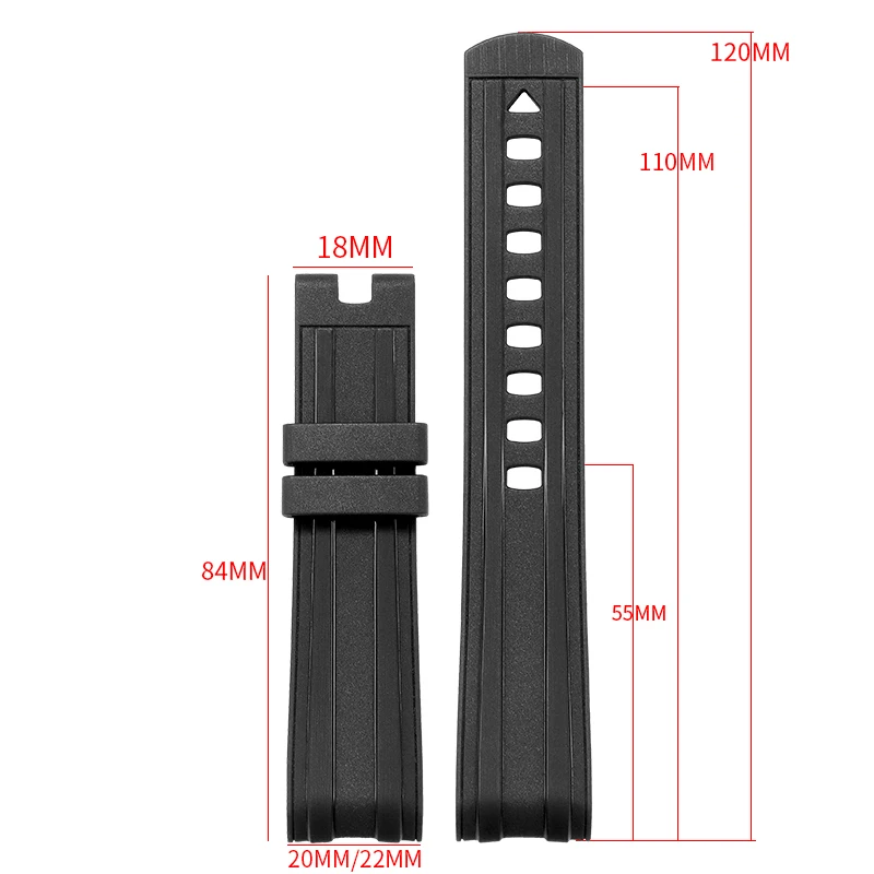 20mm 22mm arc mouth rubber watch strap for Omega Seamaster300 210.32 SPEEDMASTER Diving silicone Replace Rolex Seiko wristbands