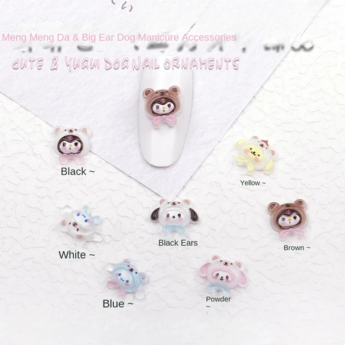Juego de 100 dijes para uñas Kuromi & My Melody, lindas decoraciones artísticas de resina 3D para manicura Kawaii