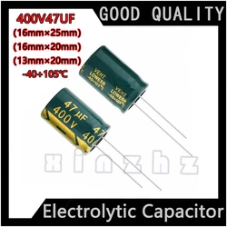 Capacitor eletrolítico original, alta freqüência, durável, tamanho 16x20mm, 16x20mm, 10pcs, 400v, 47uf, novo