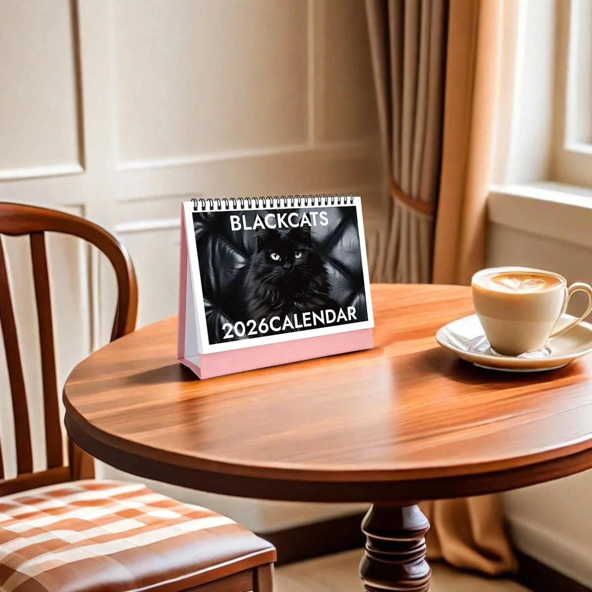 Calendario da tavolo elegante a tema gatto nero da 1 pezzo con scene atmosferiche, ideale per gli amanti dei gatti neri, ideale come regalo di Capodanno 2026