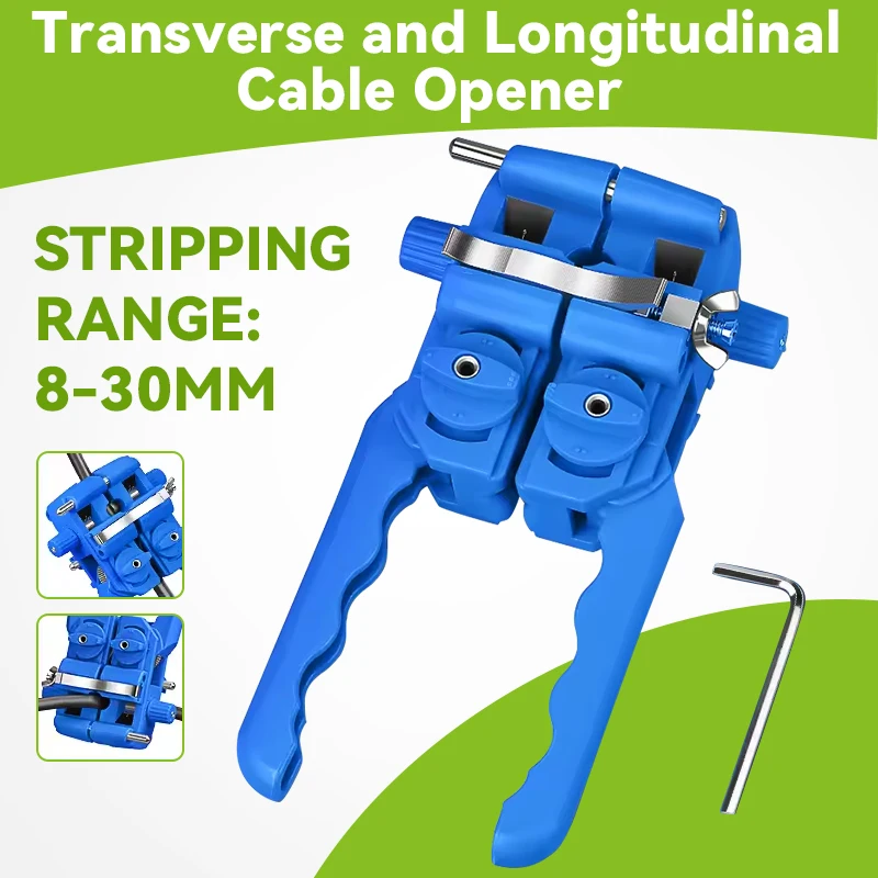 

AUA-F9 Blue 8-30MM Optical Fiber Stripping Pliers, Longitudinal Cable Sheath Sheath Open Knife Stripping Pliers Tool