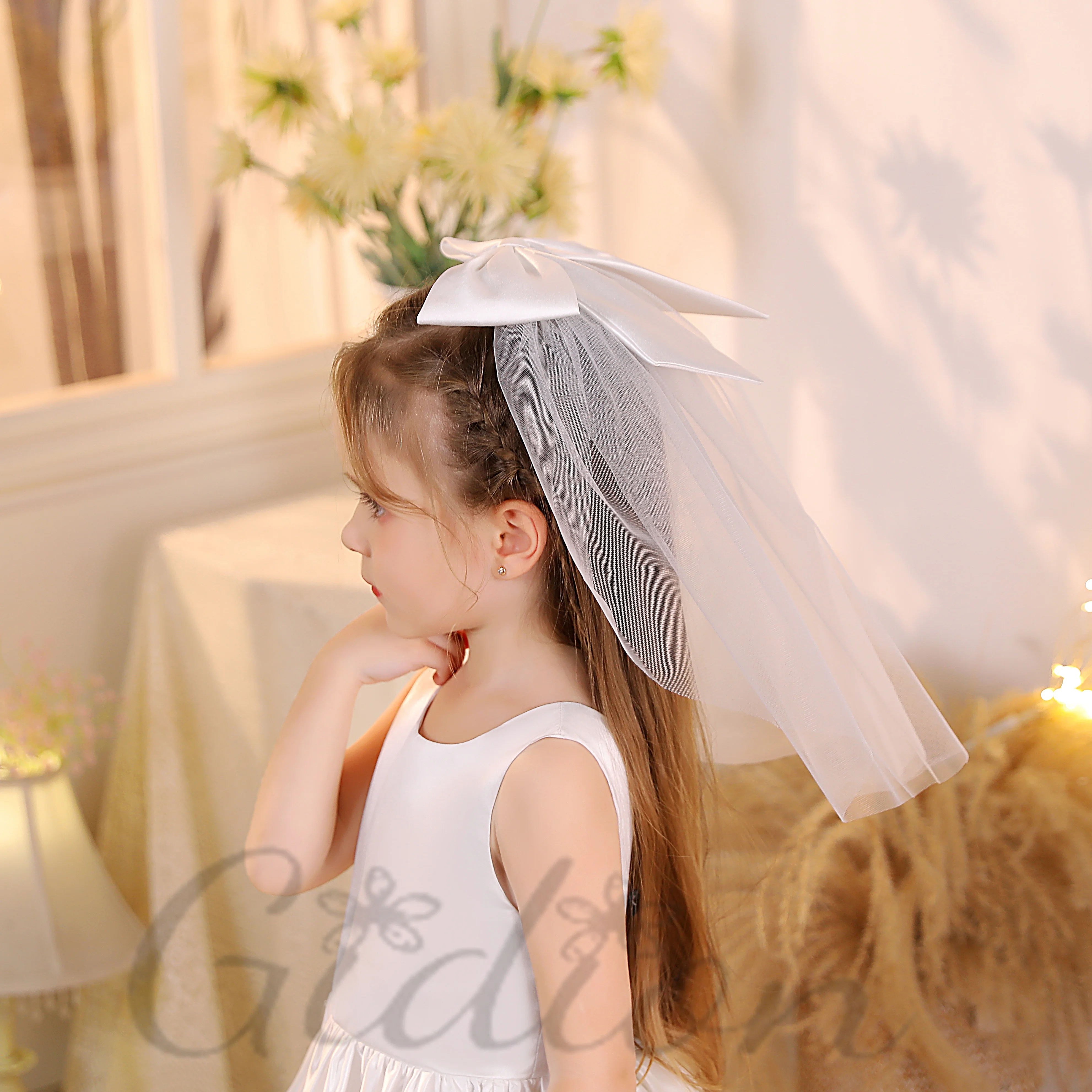 Gidion weichen Tüll Hochzeits schleier für Kinder Hochzeit Zubehör Hochzeits zeremonie Fotografie Party Show mit Bowknot