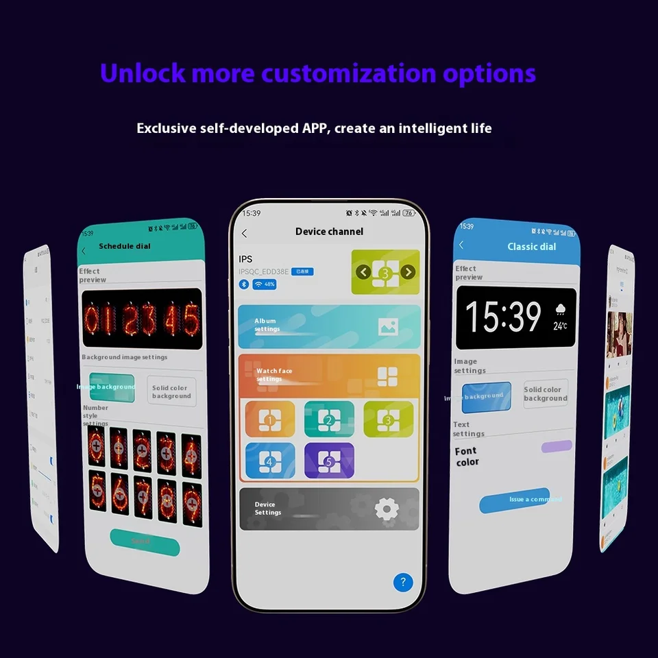 Quantum Clock Night Light IPS Tube RGB Glow Color Bluetooth App
