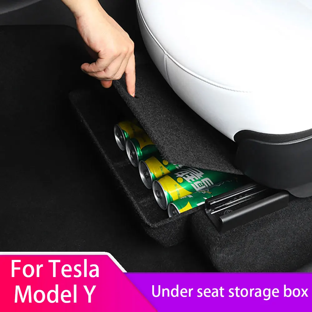 for Tesla Model Y Under Seat Storage Box Car Garbage Bin Organizer Case Drawer 1PC