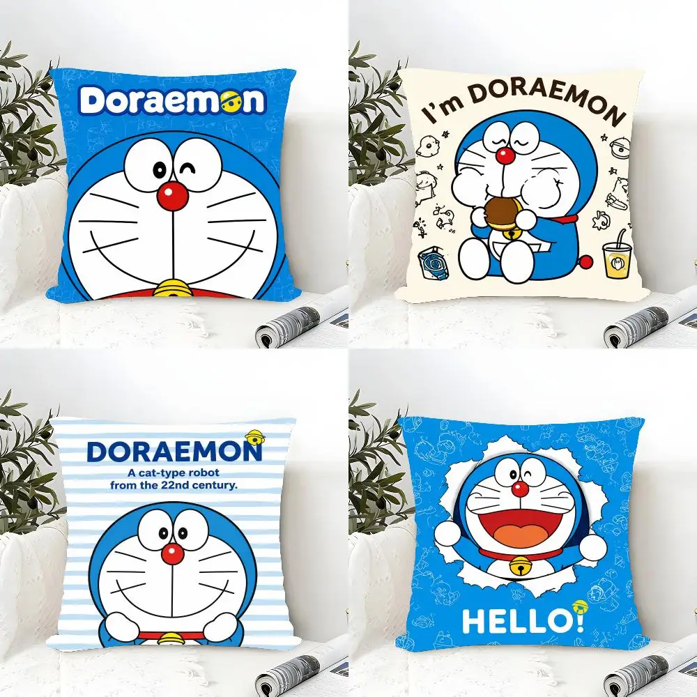 Anime D-Doraemon Blue Mood Cushion Cover Soft Plush Pillowcase Double Side Cozy Cushion Cover Aesthetic Sofa Home Decor Gift