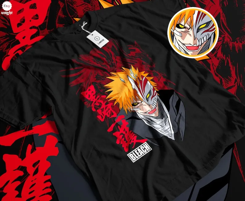 

Anime Unisex Spiritual T-Shirt - Fierce Shinigami Apparel, Soul Reaper Style Tee, Japanese Battle Series Top, Manga Inspired