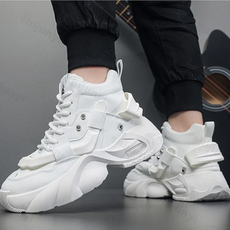 

Large Size Men Shoes Autumn Fashion High Top Comfortable Platform Sneakers Outdoor Non Slip Height Increase Lace Up Casual Shoes