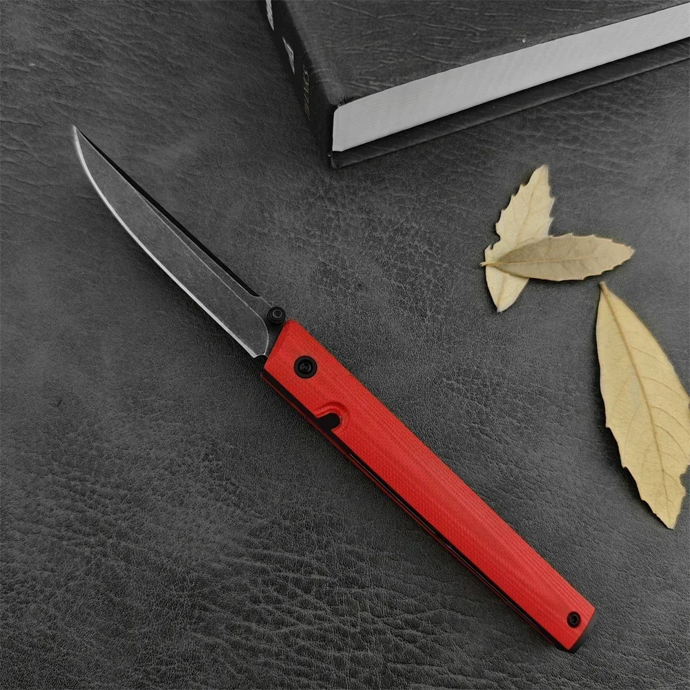 7096 CEO Gentleman's 8Cr13Mov Stonewashed Blade Red G10 Handles Folding Pocket Knife Outdoor Rescue Tactical Camping EDC Tools