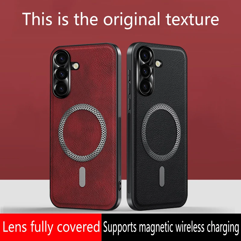 Funda de cuero PU de lujo para Samsung Galaxy S25 S24 Ultra Plus S25 FE S24 FE Magsafe protección de lente magnética cubierta a prueba de golpes