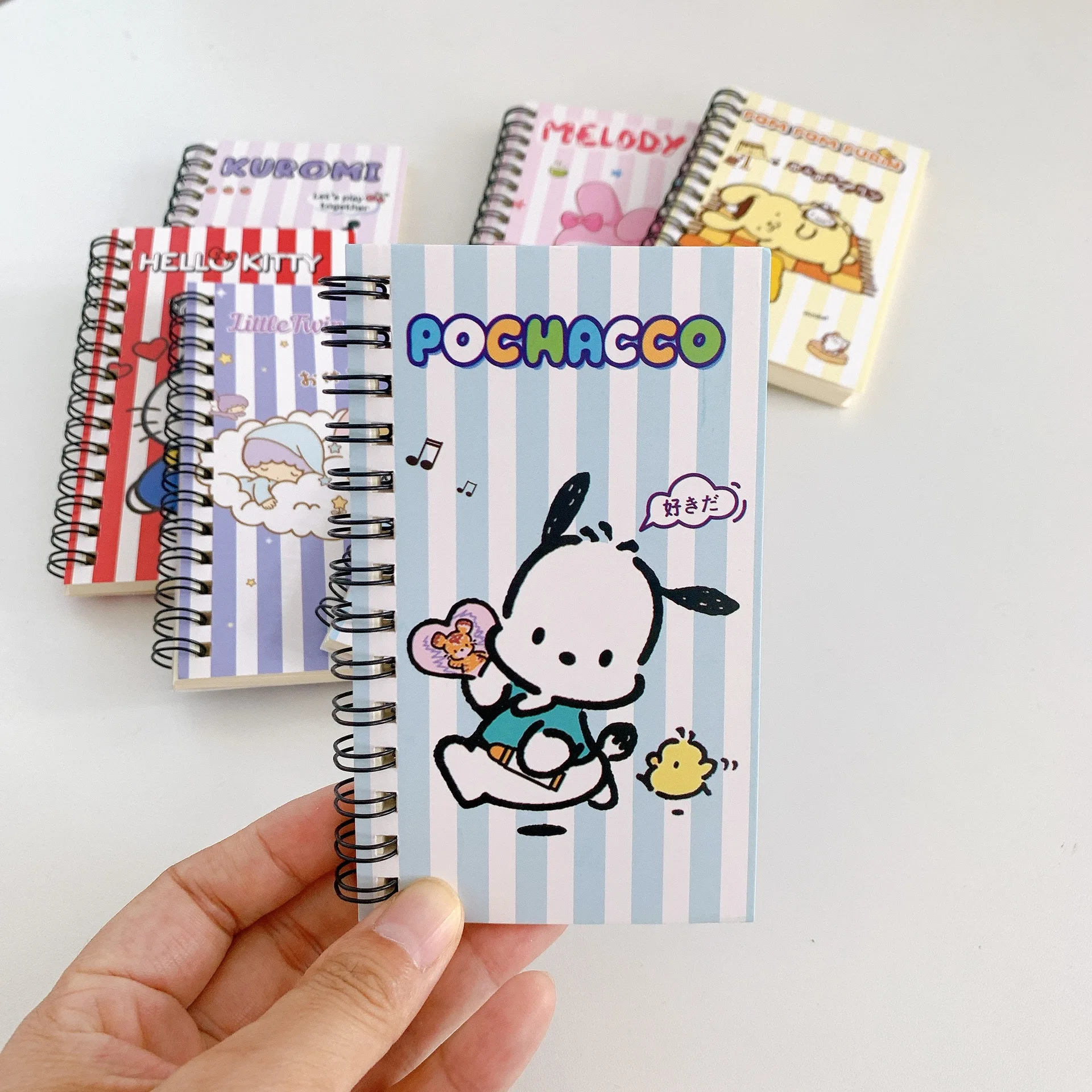 Sanrio Hello Kitty Kuromi My Melody Cinnamoroll Coil Cute Portable Notebook Cartoon Color Student Notebooks Writing Pads