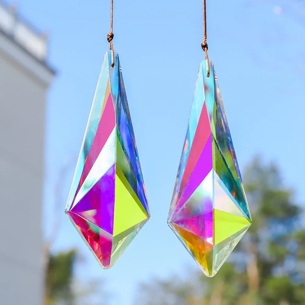 120mm AB Colorful Crystal Suncatcher Glass Prism Sunshine Catcher Garden Window Hanging Pendant Rainbow Maker Craft Home Decor