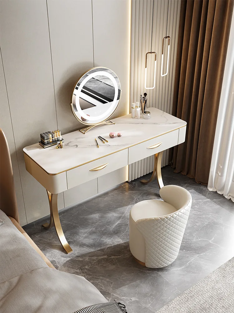 

Light luxury rock slab dressing table Italian high-end designer dressing table Modern minimalist bedroom small unit dressing tab