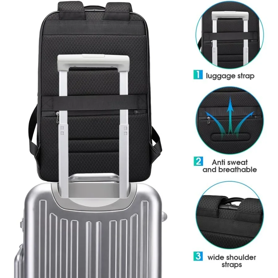 BANGE Business Smart Rucksack, wasserdichter 15,6-Zoll-Laptop-Rucksack mit USB-Ladeanschluss, langlebiger Reise-Rucksack