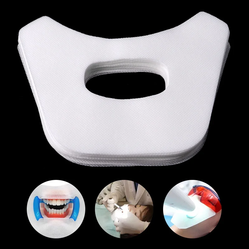 20Pcs Dental Chest Towel Dentist Bibs Teeth Whitening Face Gauze Mouth Mask Bib Cheek Lip Protection Pad Dentistry Material