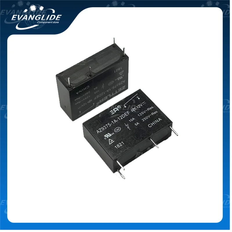 5PCS/LOT AZ9375-1A-12DEF 100% Original & New  power relays 12VDC Coil Voltage，10A Contact Current. PC Board Mount.