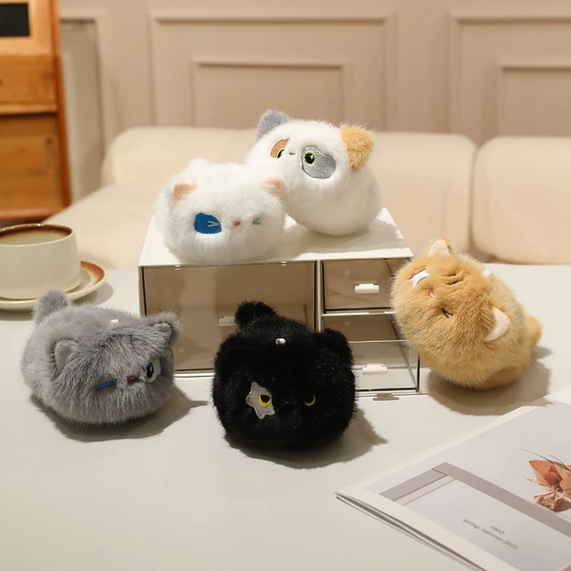 Funny Expression Mini Cats Plush Toy Tiny Stuffed Animal Small Cat Plushie Soft Squishy Keychain Charm Gift for Teens Cat Lovers