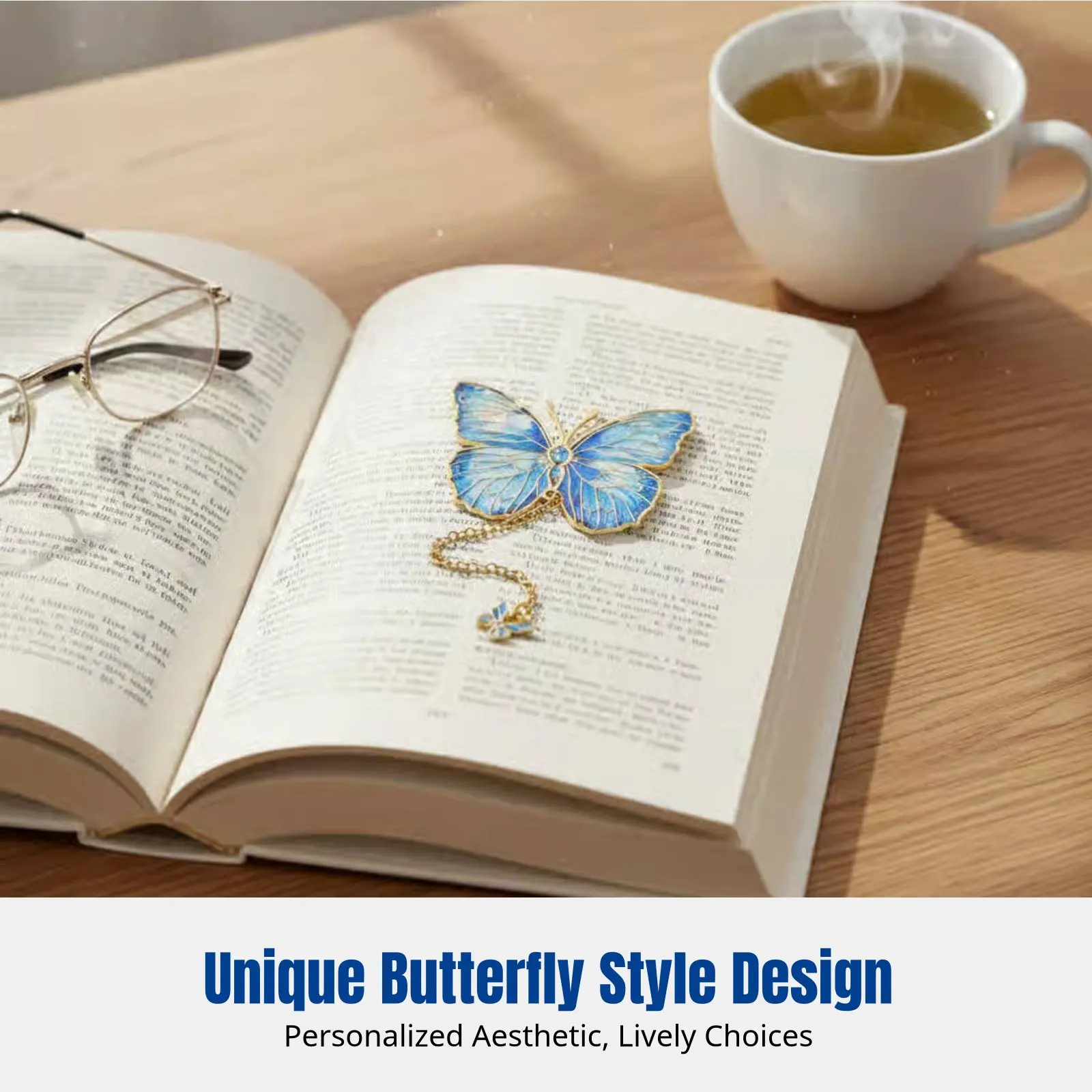 Chinese Classical Metal Butterfly Bookmark, Tassel Gift Box, Vintage Design, Creative Student Gift, Assorted Colors, Random