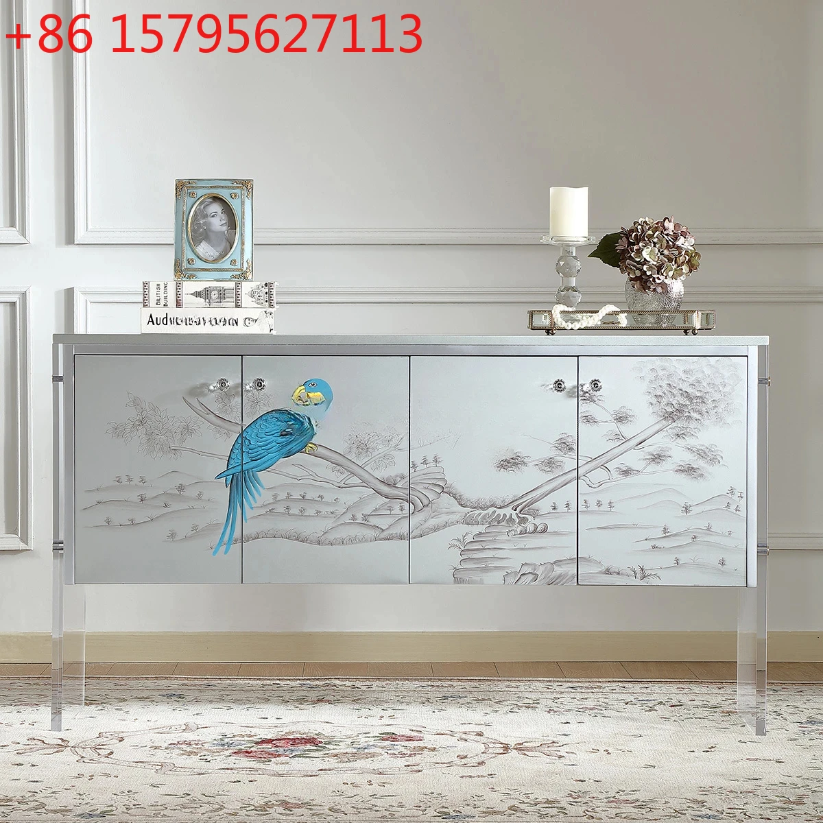 

A French four-door side cabinet living room simple light luxury locker high-end TV cabinet
