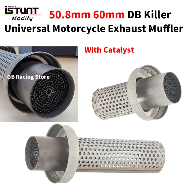 Uniwersalny tłumik motocyklowy z katalizatorem, wyjmowany DB killer, 51mm 60mm, wydech motocyklowy z katalizatorami, tłumik motocyklowy