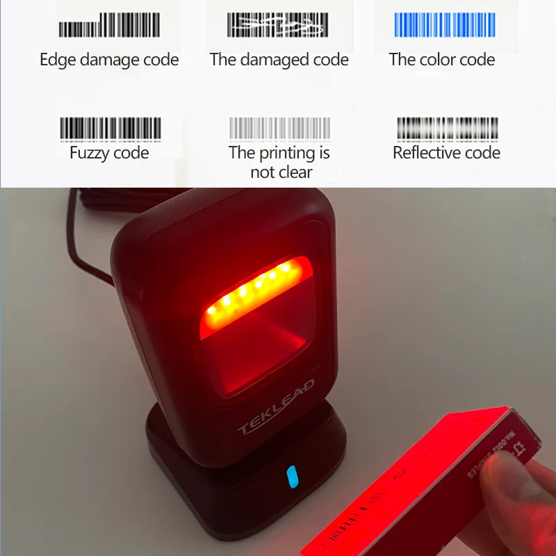 Imagem -05 - Teklead-desktop Barcode Scanner 2d Velocidade Rápida Milhão de Pixels Barcode Scanner para Supermercado Loja