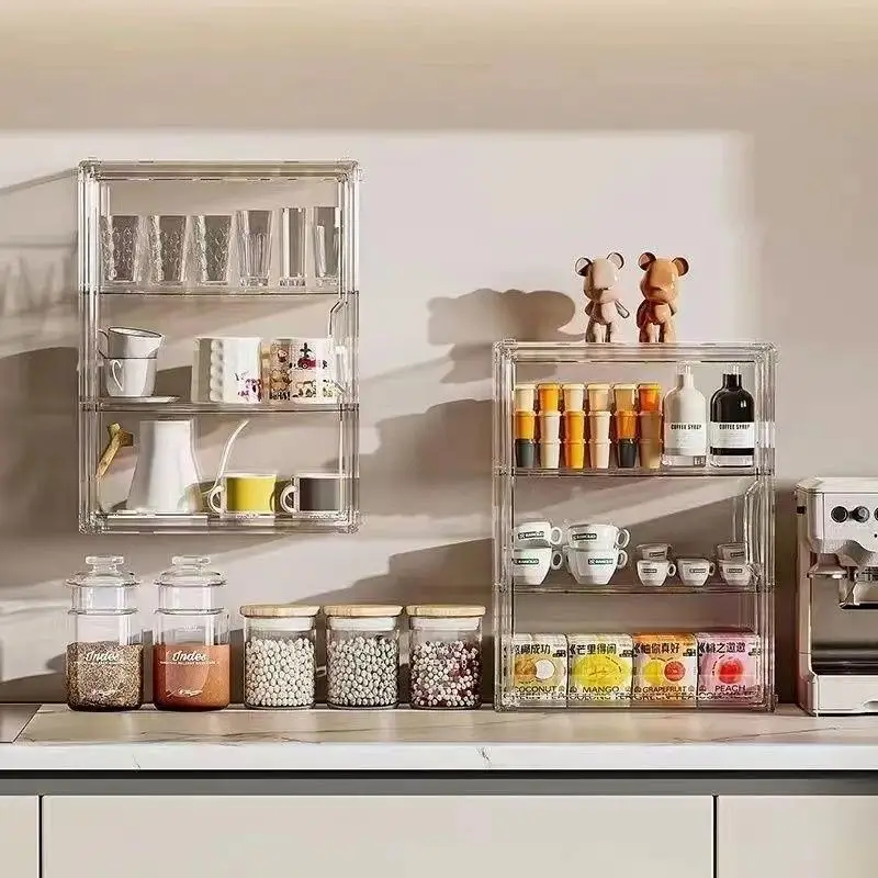 Dustproof Plastic Bread Display Case 1-4 Tier Large Capacity Stackable Food Holder for Kitchen Pantry Storage