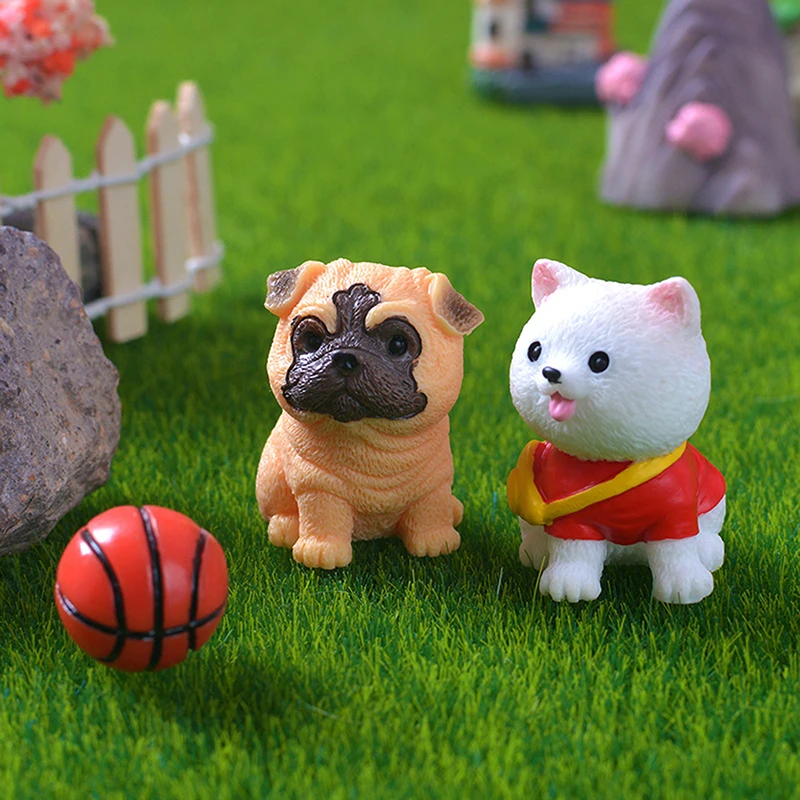 1PCS Miniature Dog Figurines Miniature Terrarium Crafts Realistic Animals Dogs For DIY Micro Landscape Fairy Garden Accessories